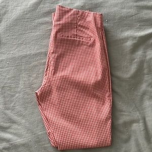 A New Day Salmon High Rise Slim Fit Bi-Stretch Ankle Pants (salmon plaid)